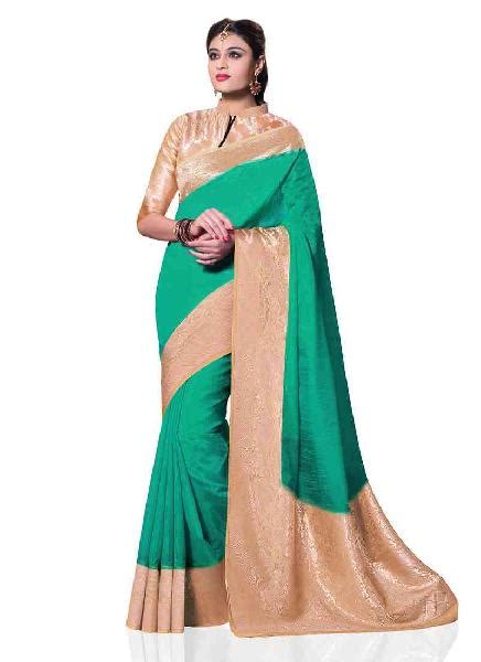 Green Kanchipuram Spun Silk Woven Saree Occasion Festival Party