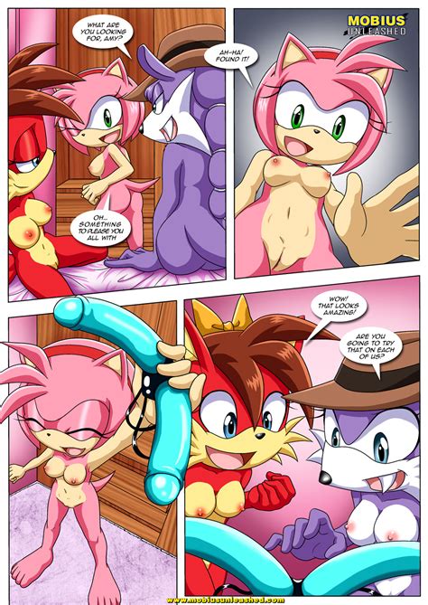 Rule 34 Amy Rose Ass Bbmbbf Bed Breasts Comic Dildo Double Strap On