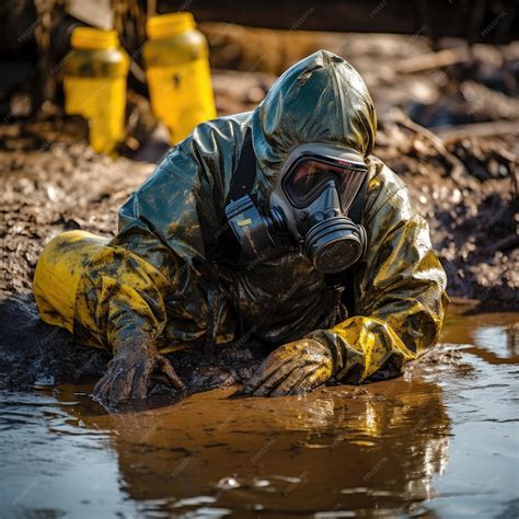 Premium AI Image | Closeup of a toxic waste spill cleanup