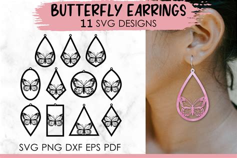 Butterfly Earrings Svg Template Bundle Graphic By Katine Design