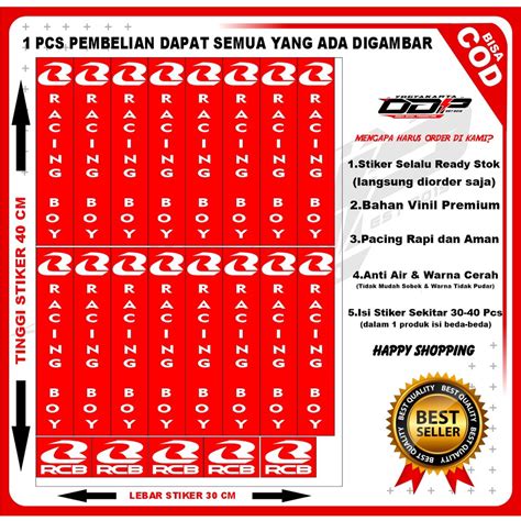 Jual STIKER PACK RACING UNTUK SHOK RCB RACING BOY Shopee Indonesia