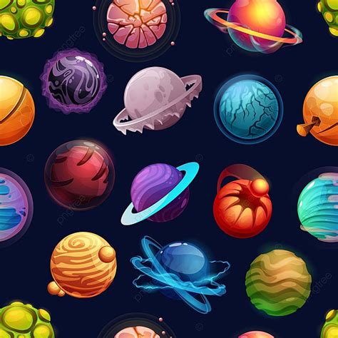 Fondo Dibujos Animados Futuristas Planetas Y Estrellas De Patrones Sin Fisuras Fondo Anillos