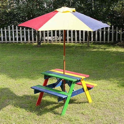 Kids Picnic Bench With Parasol Home And Garden Furniture