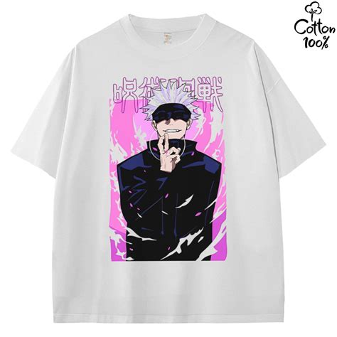 HOT เสอยดคอกลม DFT ลายอนเมะ GOJO SATORU JUJUTSU KAISEN สขาว โก