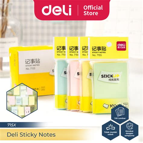 Jual Deli Sticky Notes Memo Tempel Kertas Penanda 100 Lembar