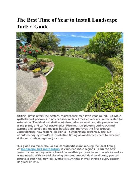 PPT The Best Time Of Year To Install Landscape Turf A Guide