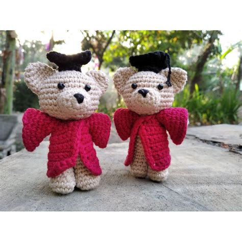 Jual Double Amigurumi Boneka Rajut Beruang Wisuda Graduation Bear