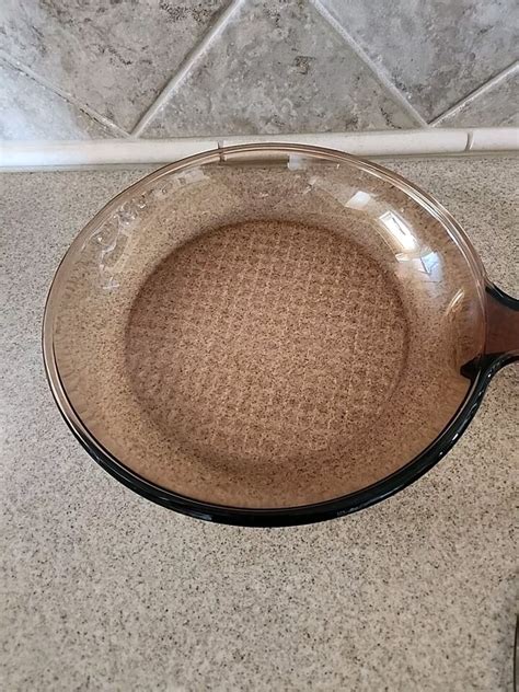 Pyrex Corning Vision Ware Amber 10 Glass Skillet With Lid Fry Pan