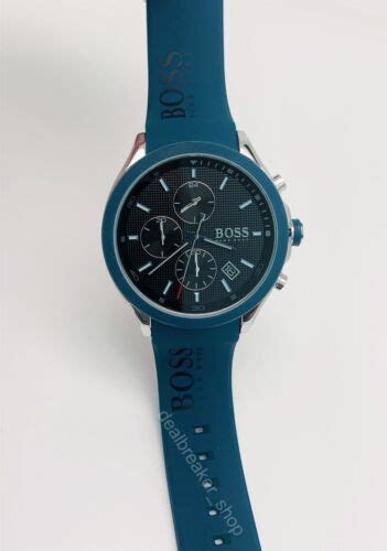 Hugo Boss 1513717 Velocity Blue Silicone Strap Chronograph Men S Watch Ebay