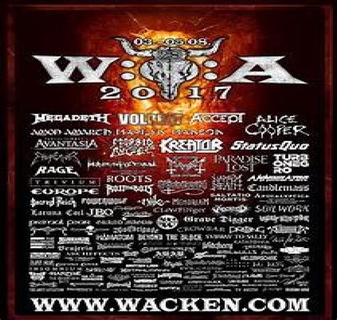 Wacken Open Air 2017 Line up Running Order 01/02/03/04August.2017