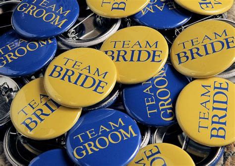 Team Bride Team Groom Yellow Royal Blue 100 Pack Buttons Pinbacks 1 12