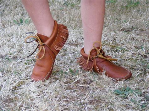 Leather Boots And Moccasins Handmade Buckskin Moccasin Leather Fringe