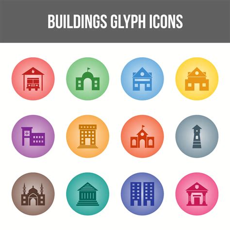 Unique Buildings Glyph Icon Set 17532390 Vector Art At Vecteezy