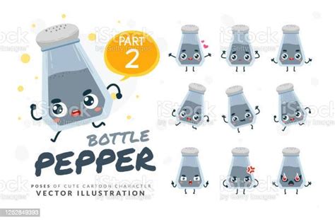 Ensemble Vectoriel Dimages De Dessin Animé De Pepper Bottle Partie 2