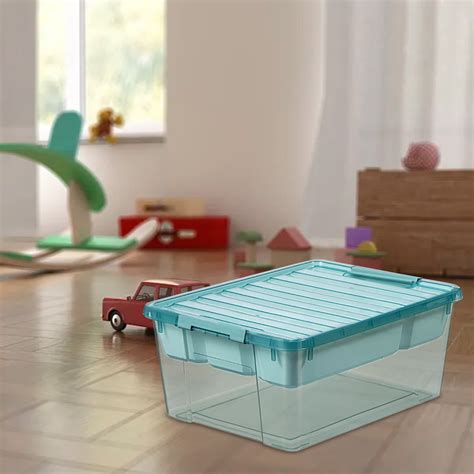 Plastic Storage Box with Removable Tray,Stackable Craft Organizer,Clear ...