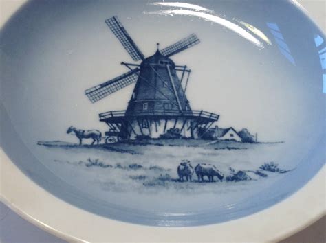 Delft Blue Handpainted Holland Windmill Dish Royal Copenhagen Etsy