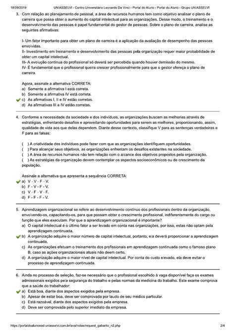 prova final objetiva gestão pessoas Gestão de Pessoas Uniasselvi