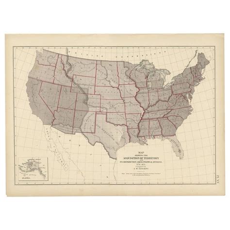 Pl 15 Antique Chart Of The Acquisition Of Territory US By Walker