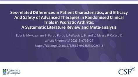 Sex Related Differences In Patient Characteristics And Efficacy And