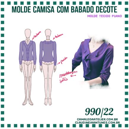 Molde Camisa Babado Decote 990 22 CAMALEOA ATELIER DE COSTURA