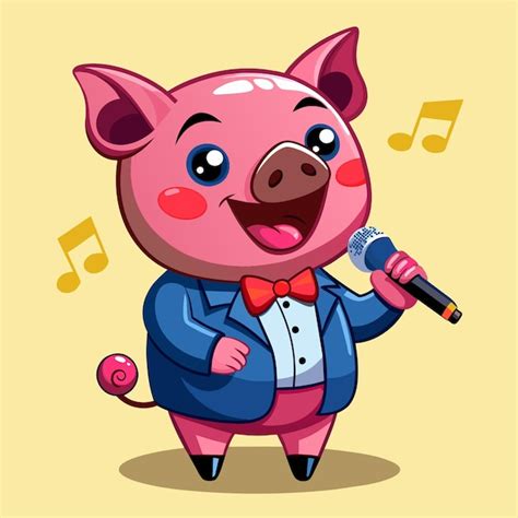 Premium Vector Funny Pig Swine Hand Drawn Flat Stylish Mascot Cartoon