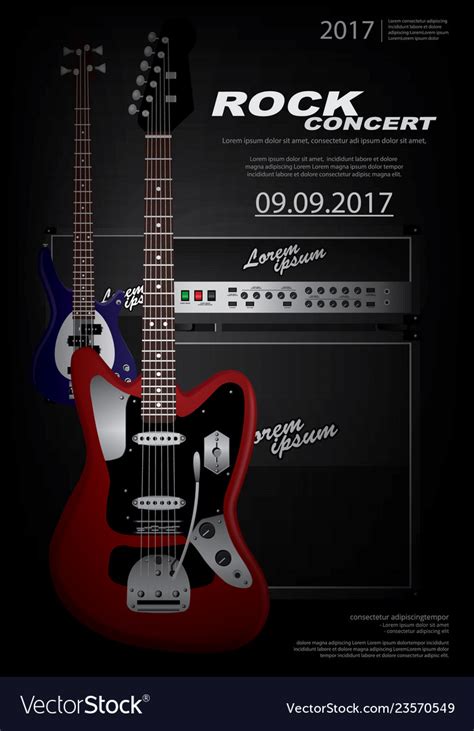 Guitar Concert Poster Background Template Vector Image