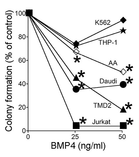 Effect Of BMP4 On The Growth And Clonogenicity Of Human Leukemia And