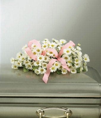 Pink Ribbon and White Daisy Child Casket Spray at From You Flowers