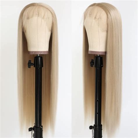 Women Long Lace Front Blonde Wigs Synthetic Hair Straight Wig Heat Safe