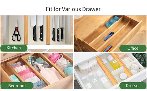 Vaefae Pack Bamboo Drawer Dividers Expandable Drawer Organizer