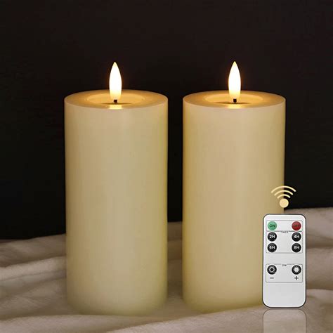 LUCOZA 2er Set Flackernde Flammenlose LED Kerzen Mit Timer Und