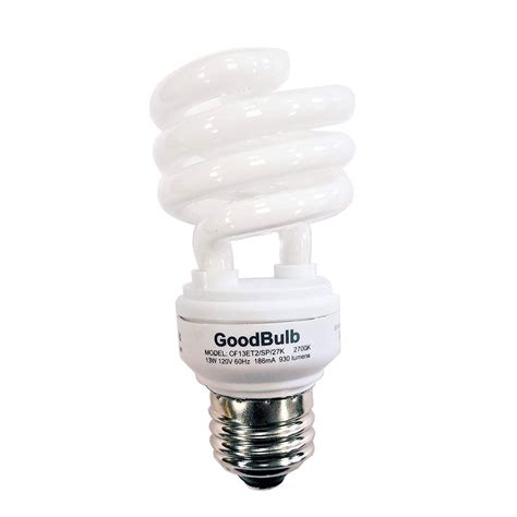 13 Watt Compact Fluorescent Bulb - Warm White Light Bulb - Ultra Mini Spiral CFL Light Bulbs ...