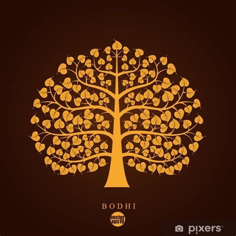 Wall Mural Golden Bodhi Tree Symbol Vector Illustration Pixers Us