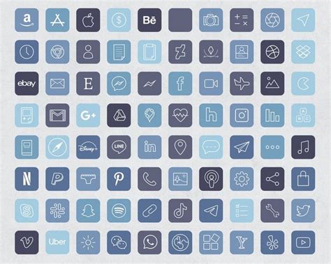 7500 Storm Blue Aesthetic Ios 14 App Icons Minimalist Blue Etsy Uk