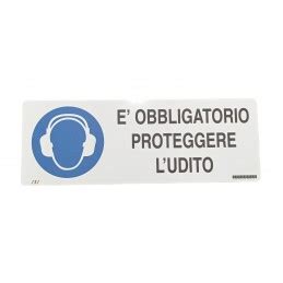 Cartello In Alluminio 35X12 5cm Con Scritta E OBBLIGATORIO PROTEGGERE