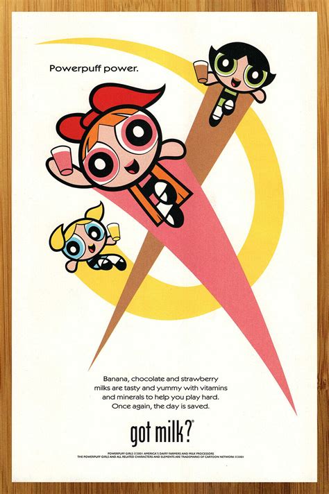 2001 Powerpuff Girls Got Milk Vintage Print Ad Poster Cartoon Network