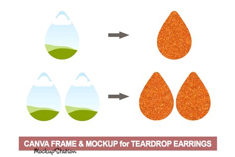 Teardrop Earrings Canva Frame Template Graphic By Mockup Station