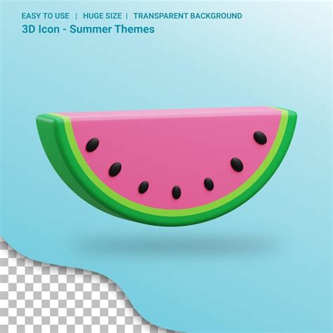 Premium PSD Slice Of Watermelon 3d Illustration With Transparent