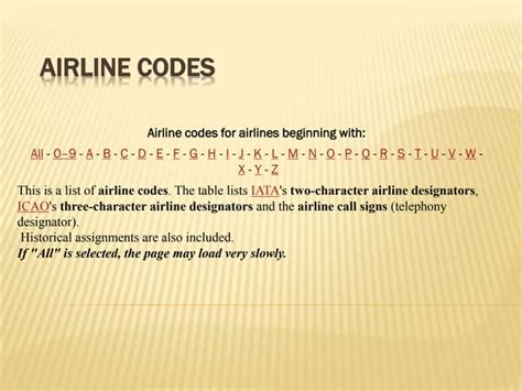 Airline Codes Ppt