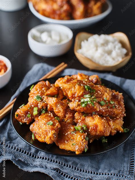 Crispy Fried Korean Chicken Wings In Galbi Sauce With Pickled Radish