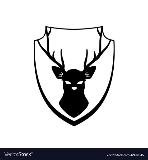 Head of deer on shield knight coat arms Royalty Free Vector