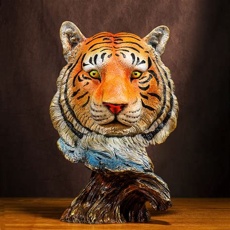 Fiberglass Tiger Head Sculpture For Sale - SevenTreeSculpture