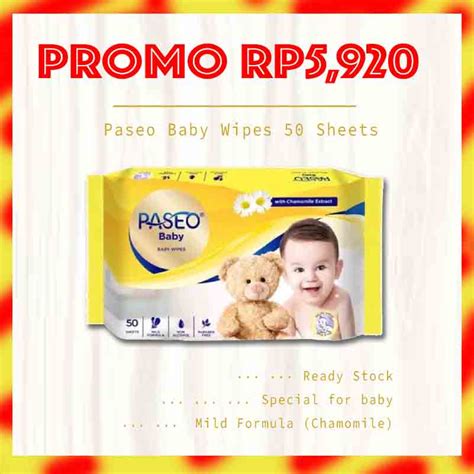 Jual Promo Tissue Tisu Basah Paseo Baby Anti Bacterial Wipes Pack X