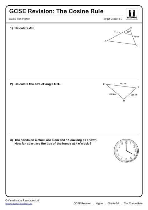 The Cosine Rule Gcse Questions Gcse Revision Questions