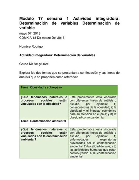 Actividad Integradora Determinaci N De Variables Udocz