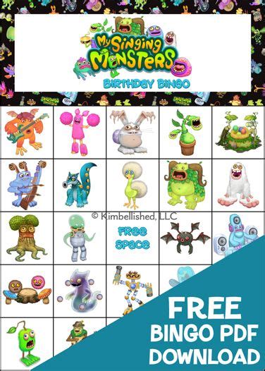 My Singing Monsters Birthday Party. FREE PDF Download! 100 game cards ...