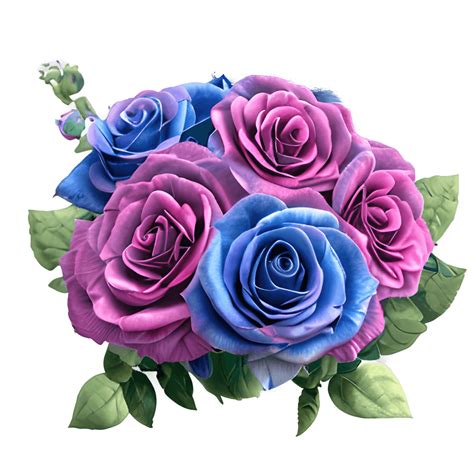 Hyperdetailed Realistic Blue and Pink Rose Bouquet · Creative Fabrica