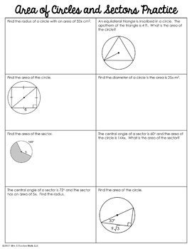 Area Of Circles And Sectors Foldable By Mrs E Teaches Math TpT