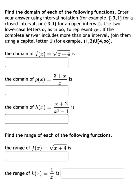 Solved Find The Domain Of Each Of The Following Functions