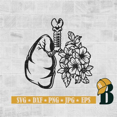 Floral Lungs Svg Png Human Lung Silhouette Svg Human Anatomy Etsy